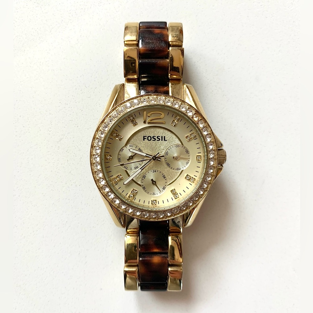 Riley Fossil Watch / Gold and Tortoise